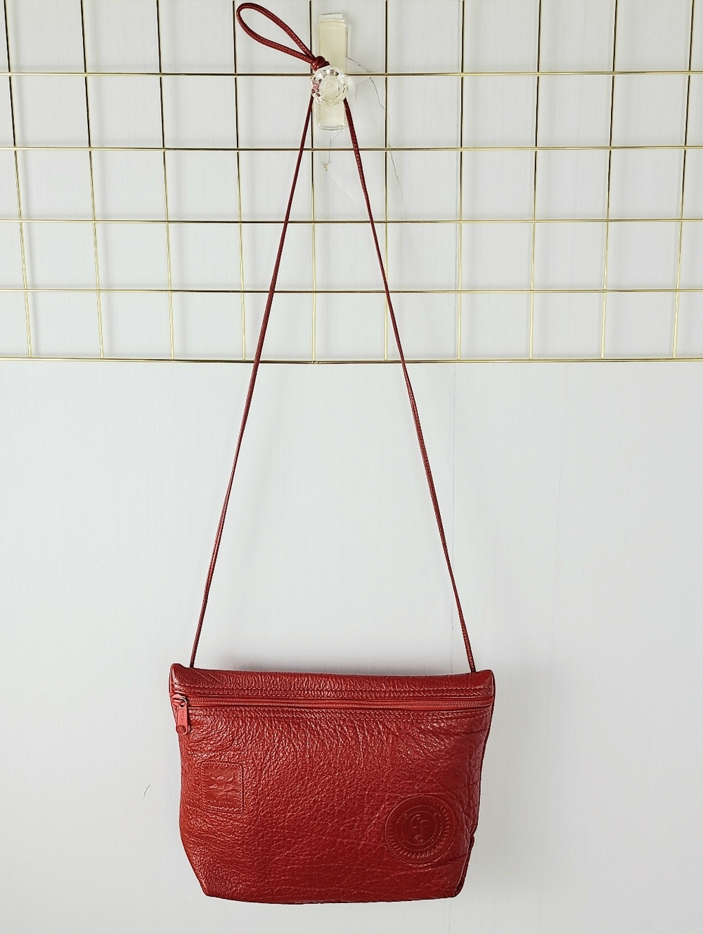 Carlos Falchi Buffalo Leather Red Vintage Shoulder Bag